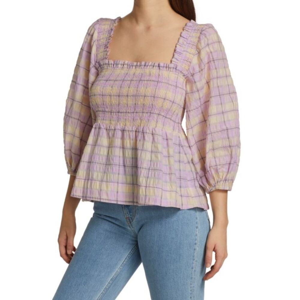 Ganni seersucker top - Size 10 (EU 42)